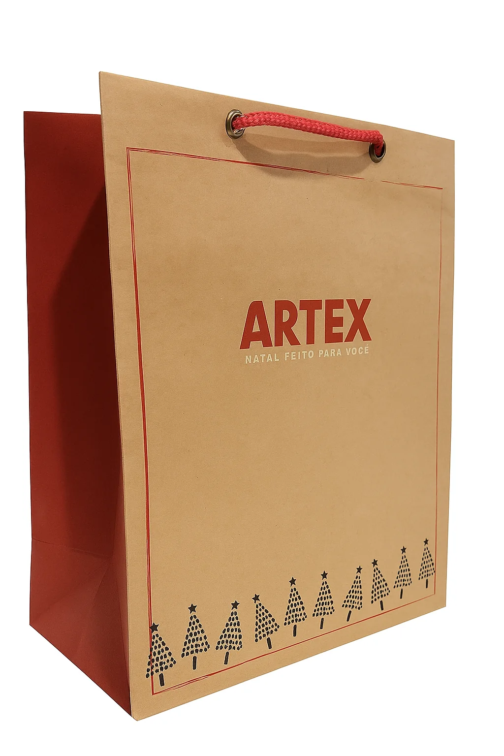 Fotografia real de sacolas kraft com alça de cordão, referência kraft-cordao-2