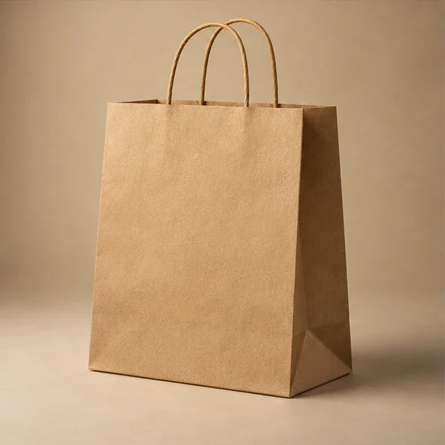 Exemplo ilustrativo de sacolas pardas de papel Kraft