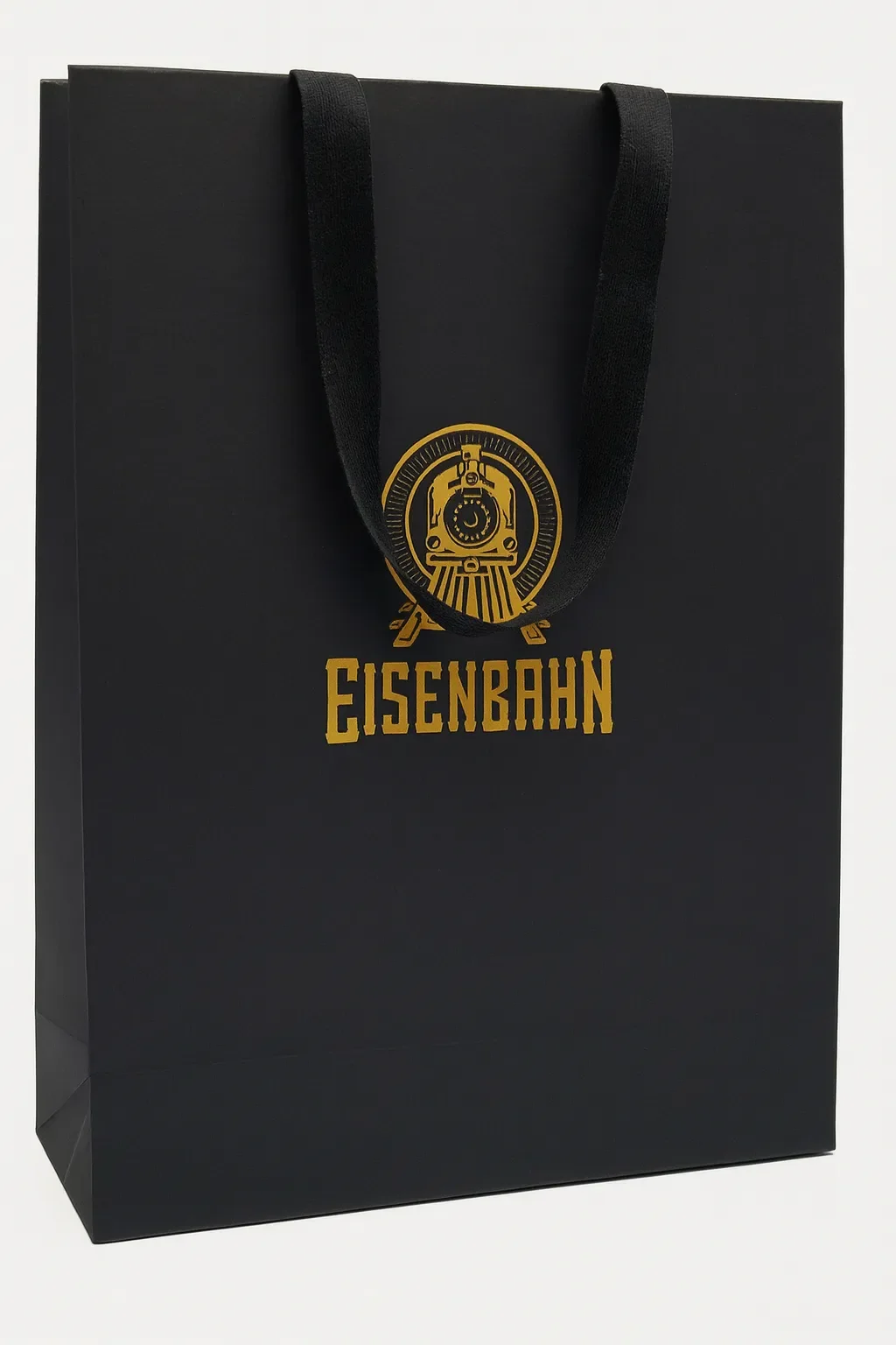 Fotografia real de sacolas de papel para duas garrafas, referência Eisenbahn