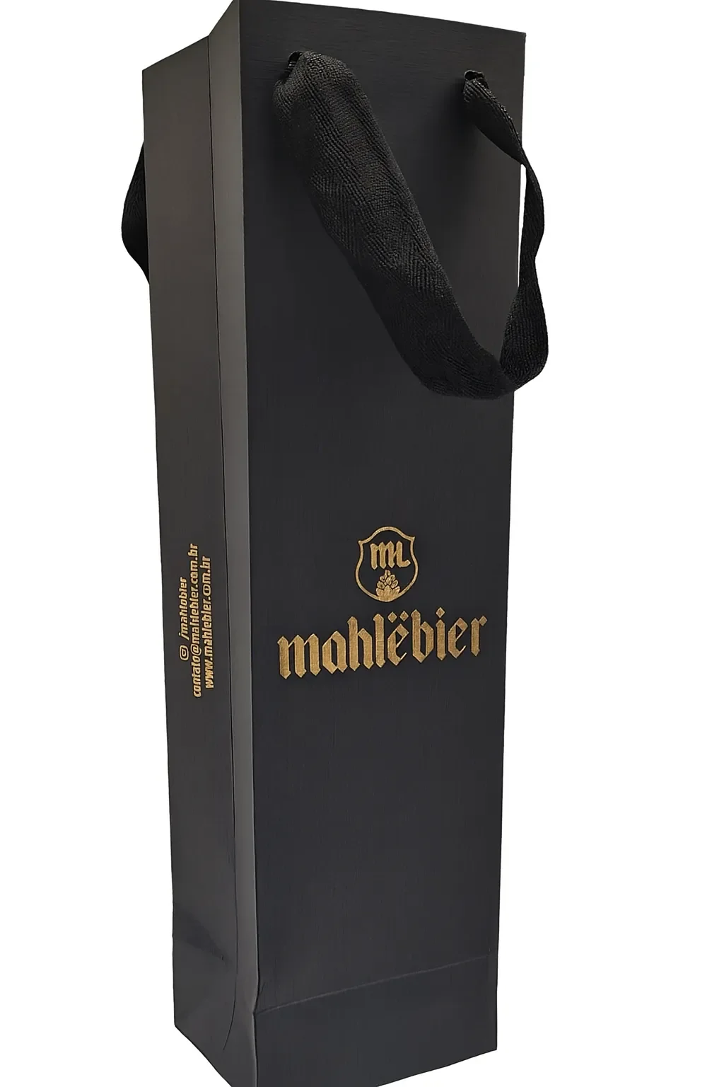 Fotografia real de sacolas de papel para uma garrafa, referência MahleBier