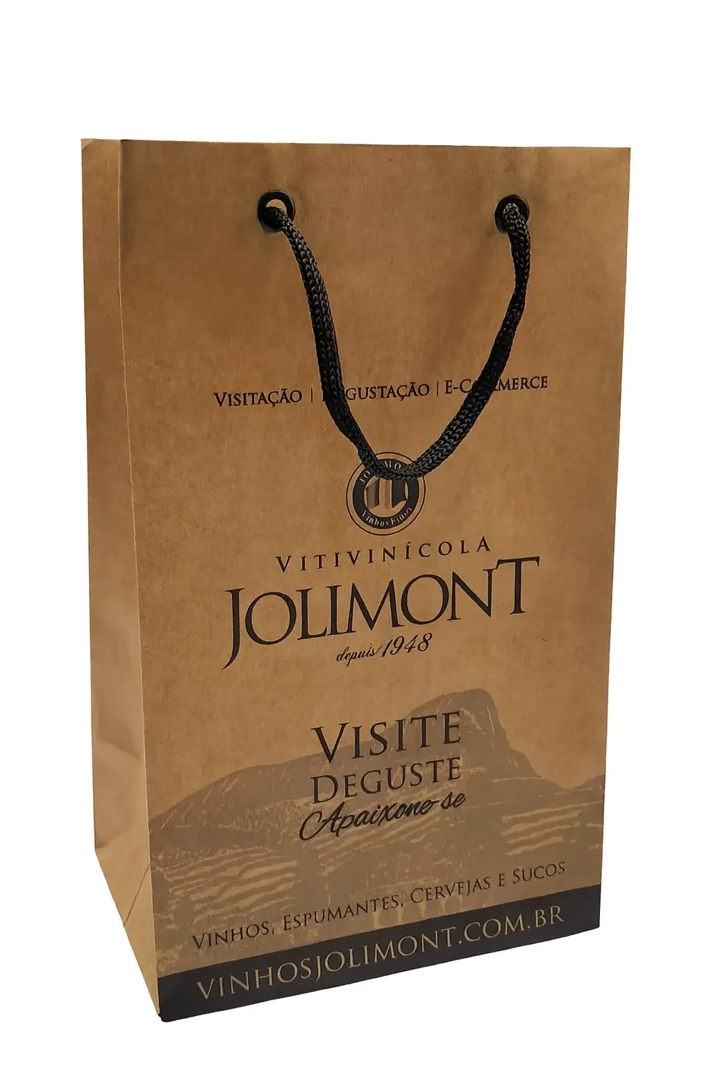 Fotografia real de projeto de sacolas para vinícolas e adegas, referência Jolimont