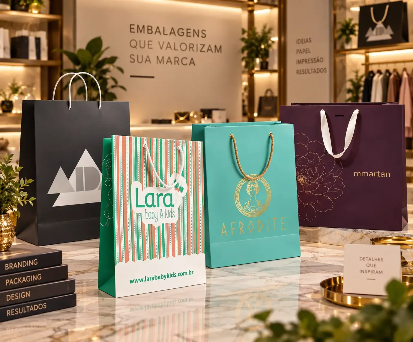 Fotografia real de projetos de sacolas personalizadas para boutiques, referência Projeto de sacolas para uma boutique